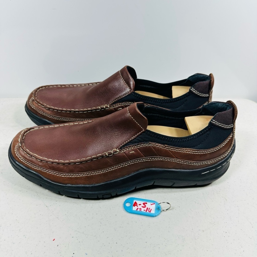 Clarks Brown Leather Slip On Shoes Loafers Men size 10,5